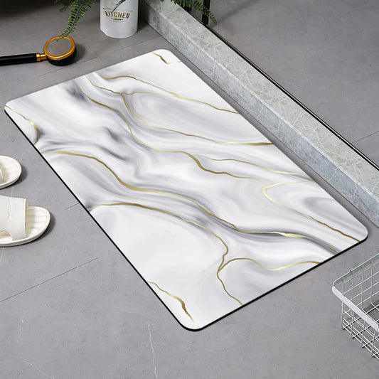 40x60cm Anti-slip bathroom and door mat with rubber backing and assorted prints.
