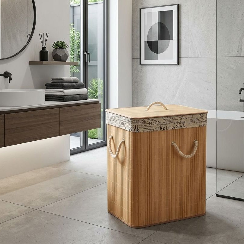 Round Eco-Friendly Bamboo Laundry Basket