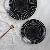 6Pcs Black Dotted Dinner Plates