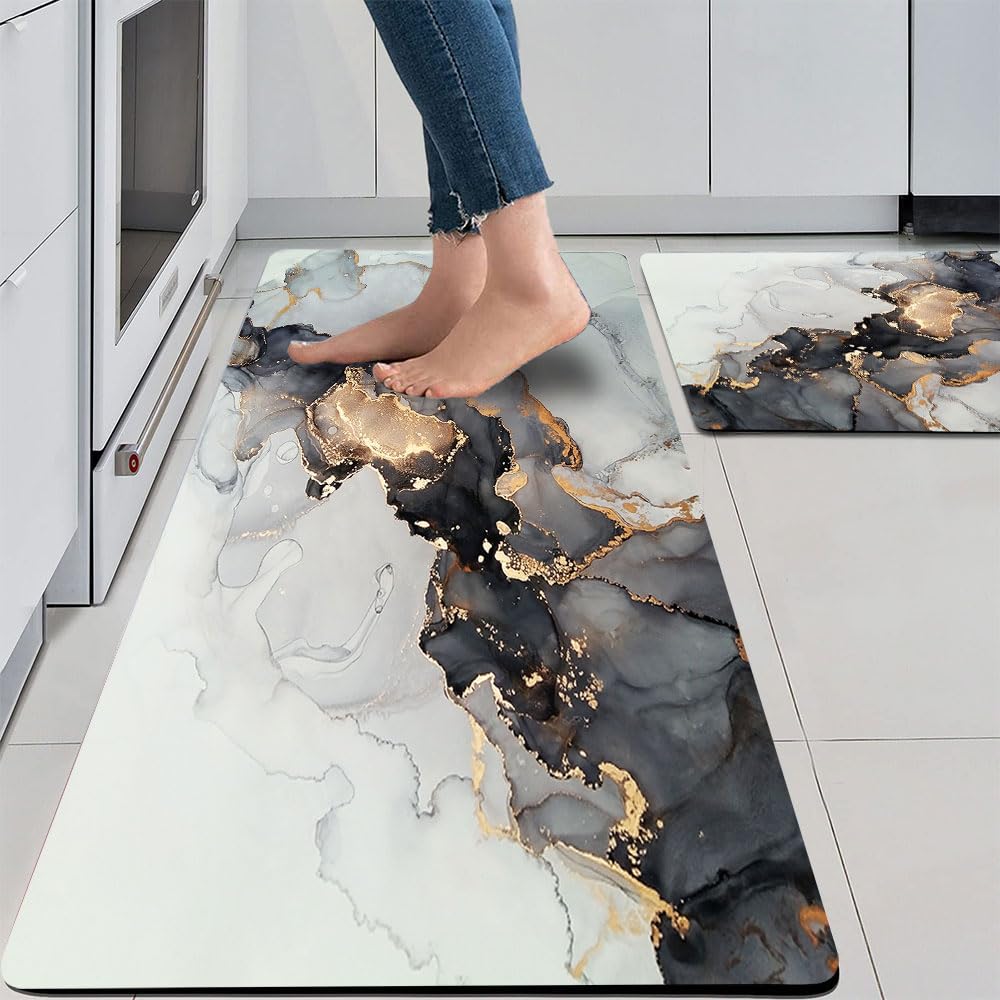 Cushioned anti-fatigue kitchen rug mat 45×120 cm, 8mm thick, non-slip, waterproof, and ergonomic for home, office, or kitchen use