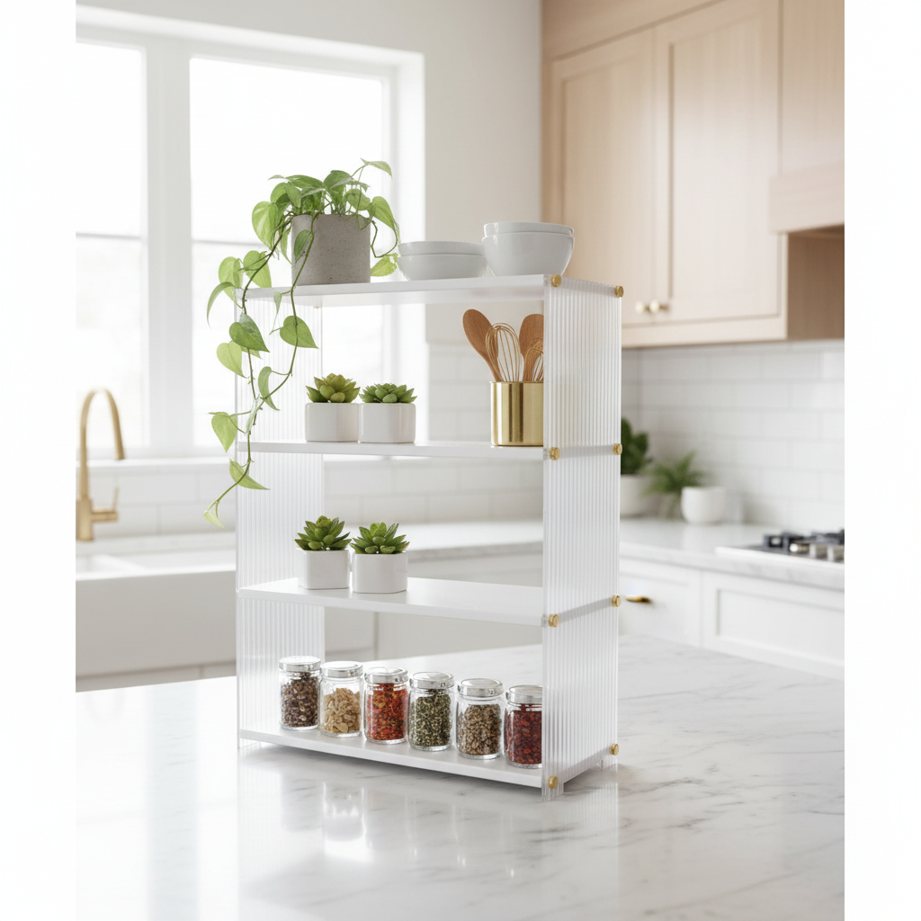 Multipurpose Wood and Acrylic Storage Rack
