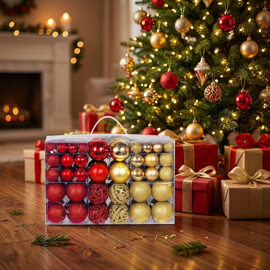 100 Piece Shatterproof Christmas Ball Ornaments Set for Hanging Christmas Tree Baubles and Festive Decorations available in Nairobi, Kenya