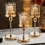 3Pc Glass Candle Candlestick Set