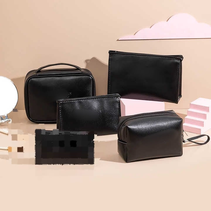 5 Piece Leather Travel Makeup Cosmetic Bags Set