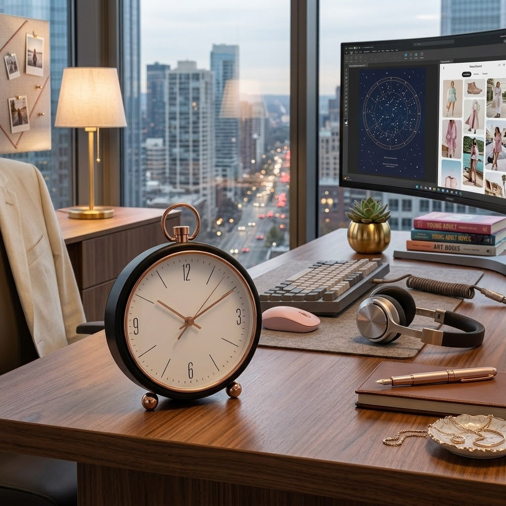 Black and Rose Gold Tabletop Clock