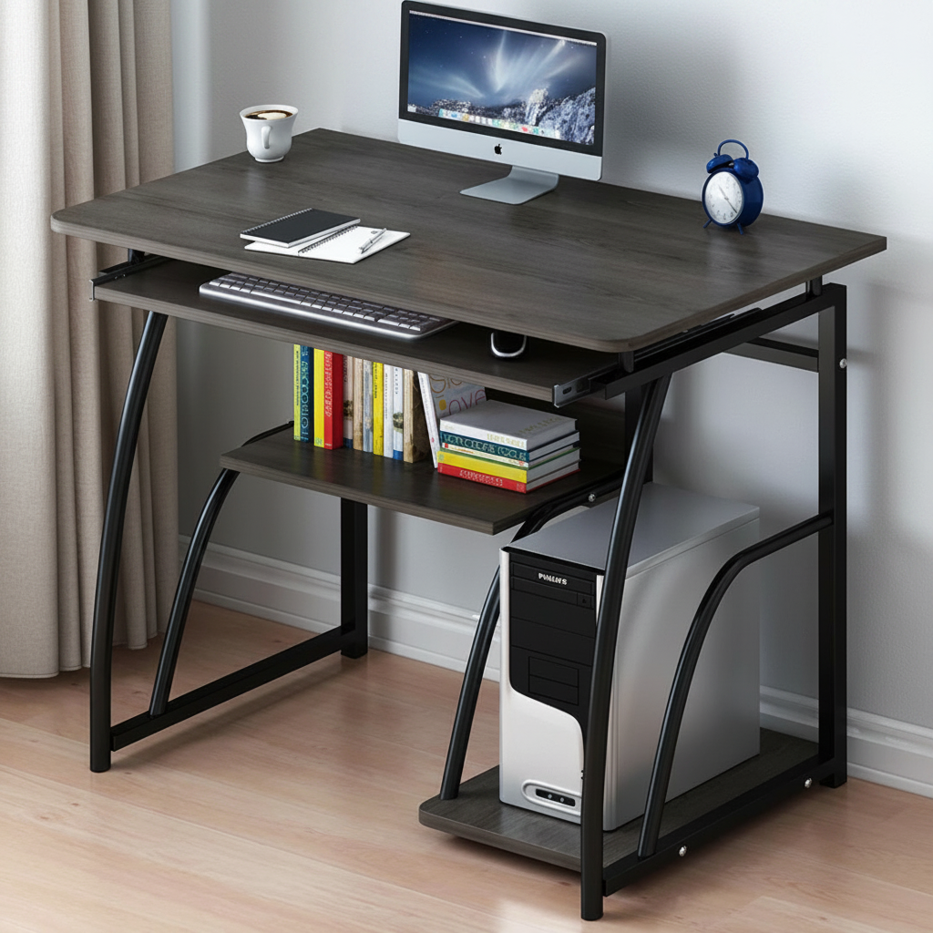 Compact Rectangular Computer Desk with Sturdy Frame