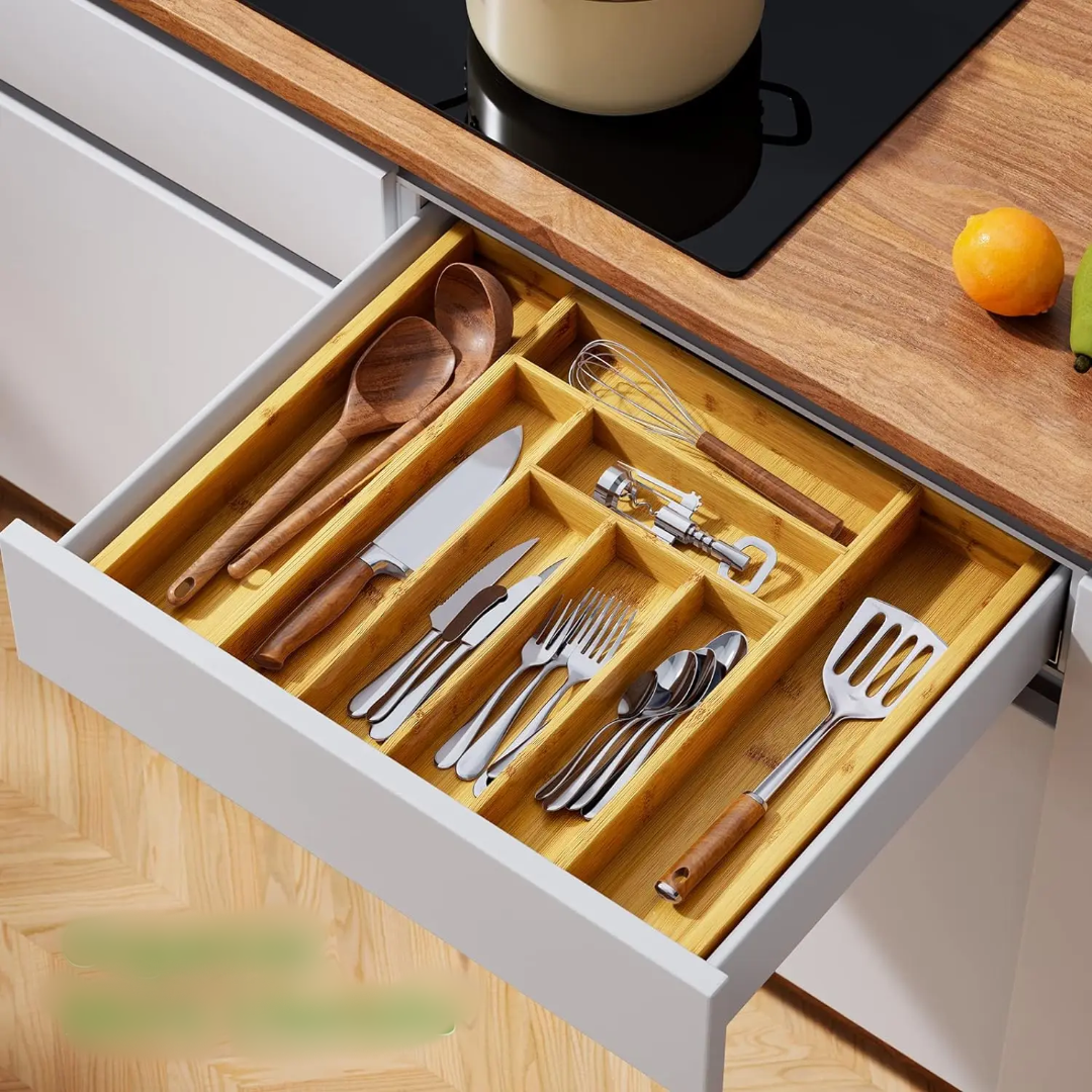 Multifunctional Bamboo Drawer Organizer