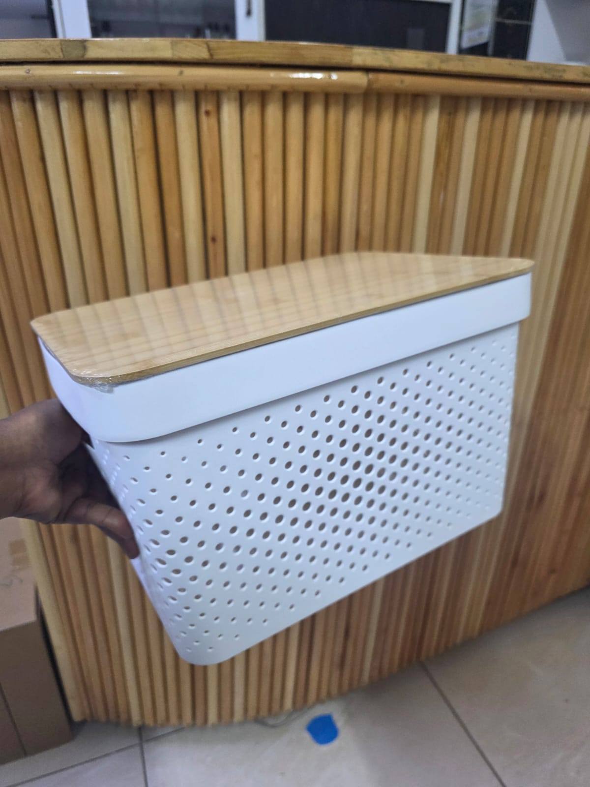 Storage Basket with Bamboo Lid