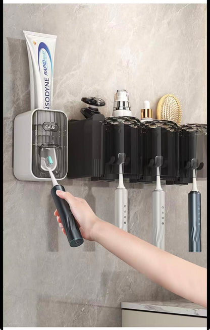 Toothbrush Holder And Toothpaste Dispenser Set With 4 Cups