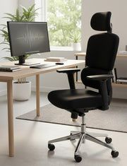Executive ergonomic office chair with padded seat and adjustable features.