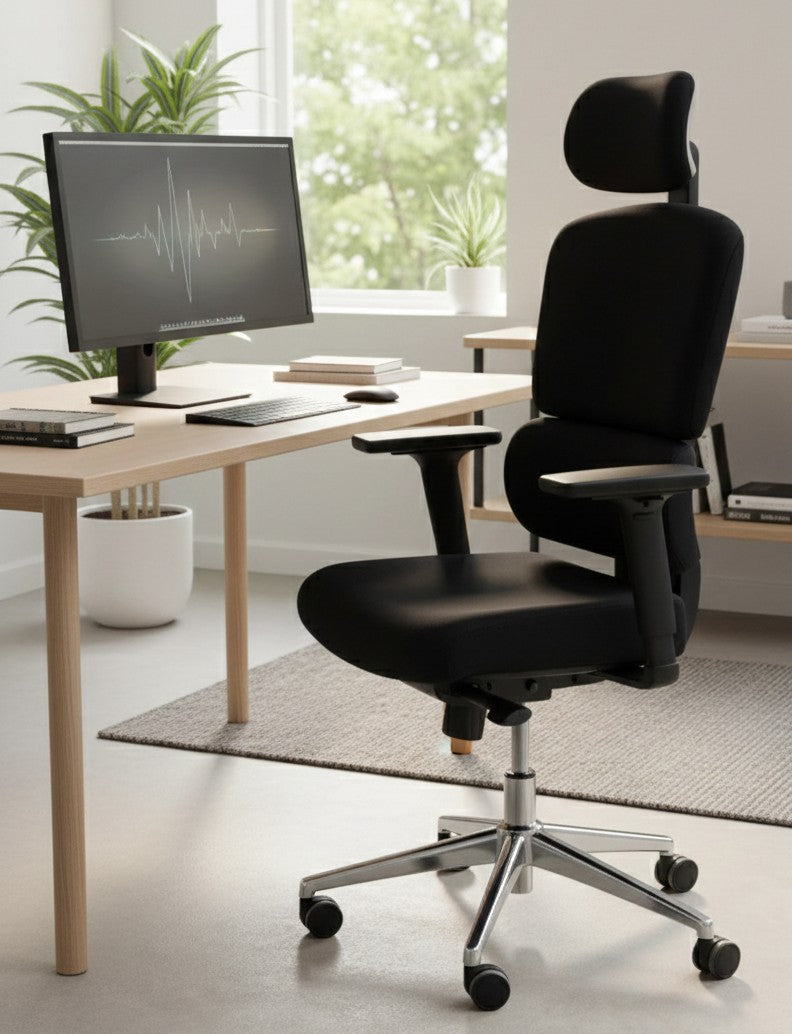 Executive ergonomic office chair with padded seat and adjustable features.
