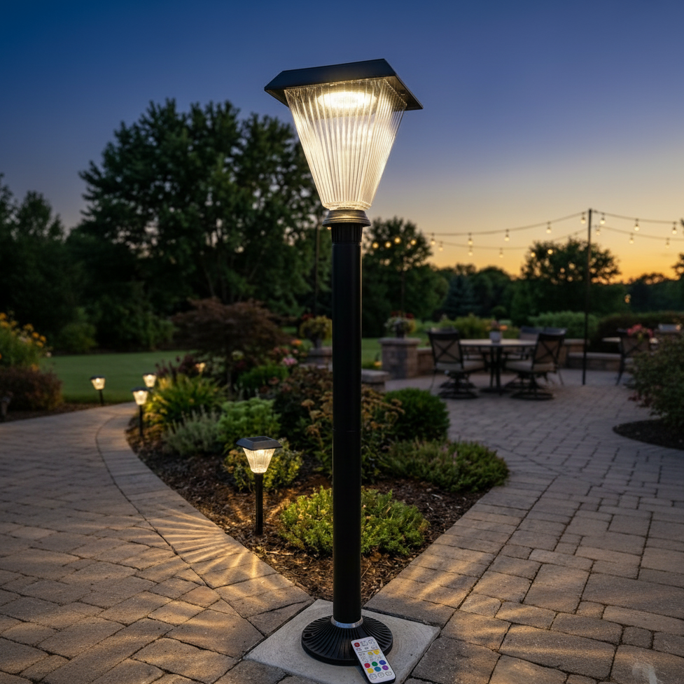 Solar garden pillar lights YX 3202 for outdoor pathway and compound wall lighting