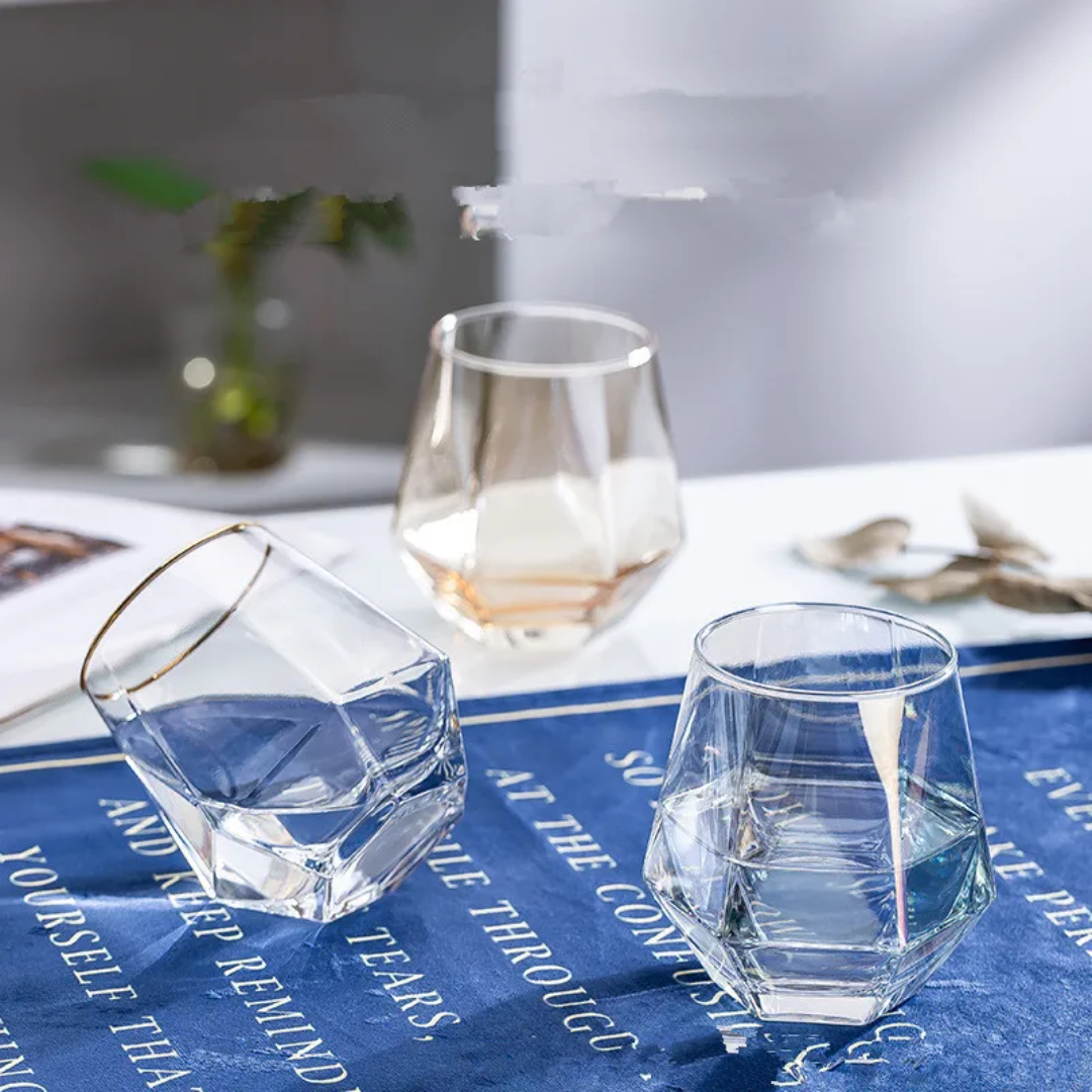 6Pcs Clear Hexagon Whiskey Glasses