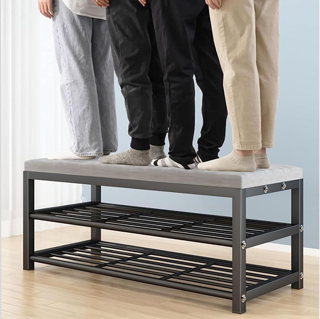 3 Tier Shoe Storage Bench with Padded Seat