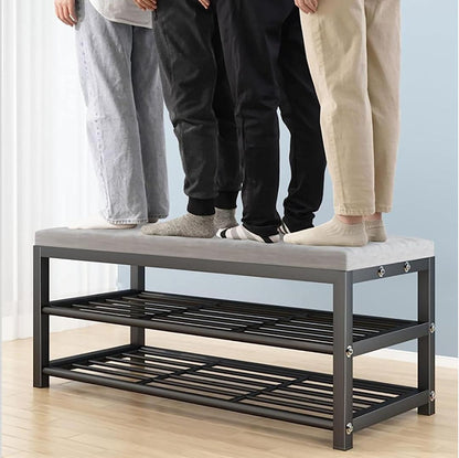 3 Tier Shoe Storage Bench with Padded Seat
