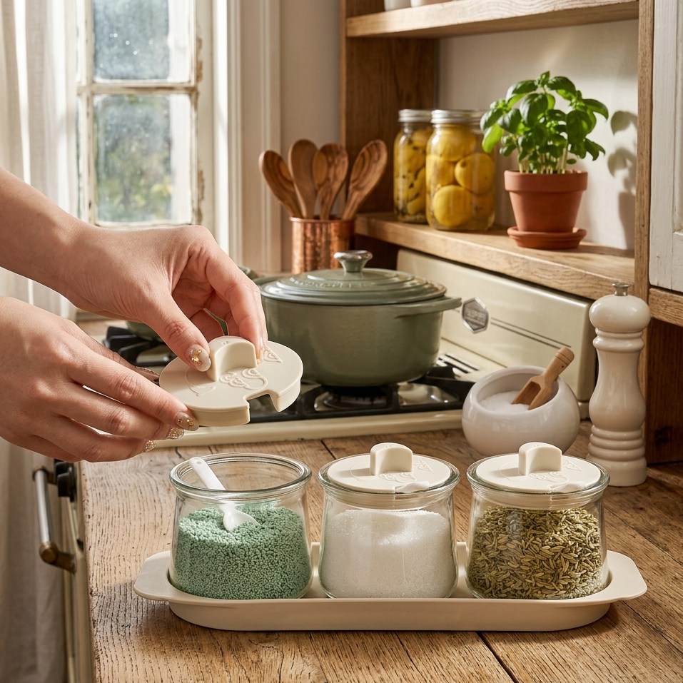 3 Piece Glass Canister Seasoning Set