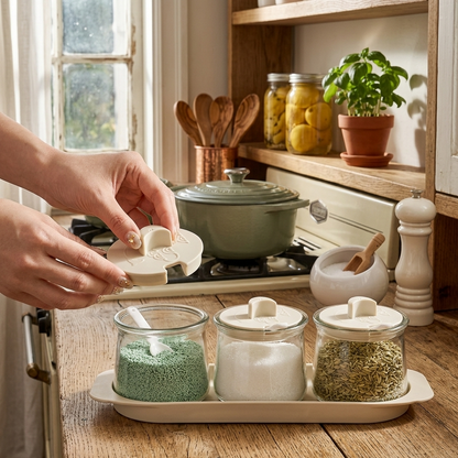3 Piece Glass Canister Seasoning Set