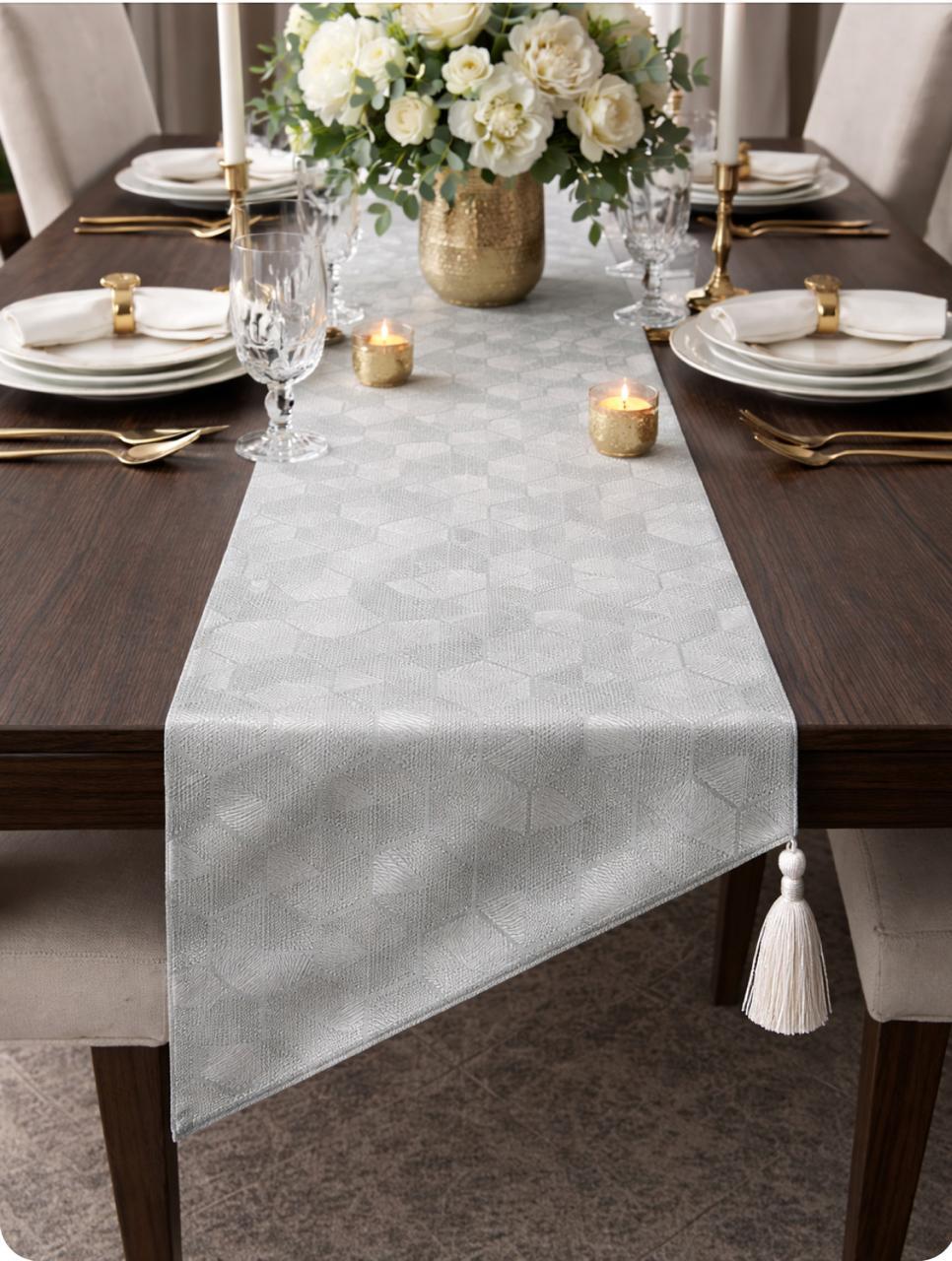 Linen table runner measuring 180 cm by 32 cm for 8 to 10 seater dining tables