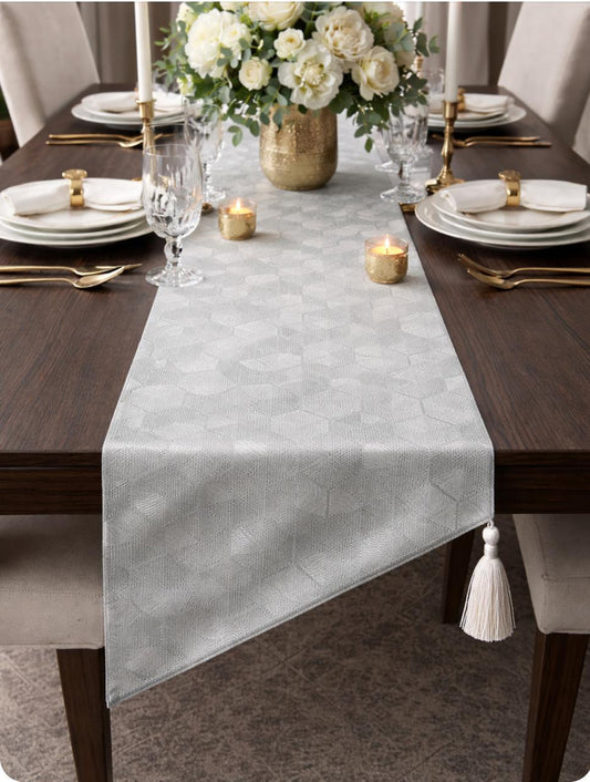 Linen table runner measuring 180 cm by 32 cm for 8 to 10 seater dining tables