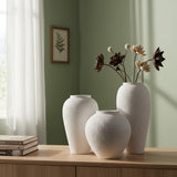 3-Piece Ceramic Decor Vases Set in White