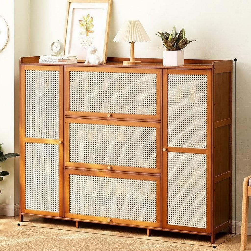 26Pair Wooden Bamboo Shoe Cabinet