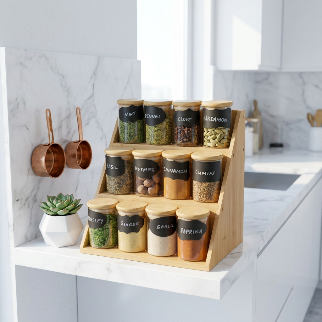 3 Tier Bamboo Spice Rack