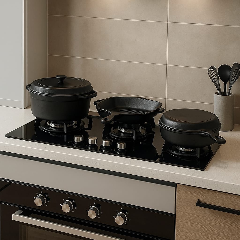 5Pcs Cast Iron Cooking Pots Set