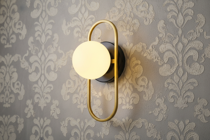 Golden Loop Wall Light With White Globe-PL 1162-01-GO