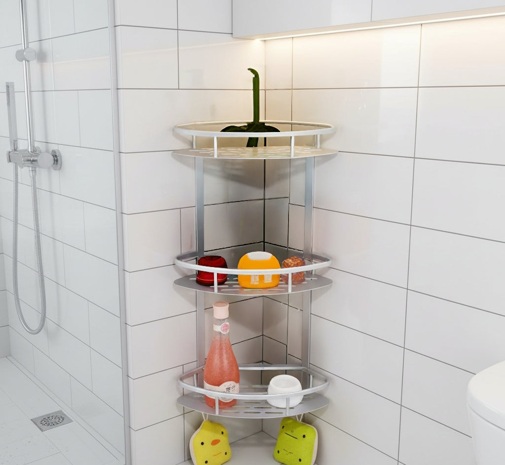 3 Layer corner bathroom organizer anti rust no drilling