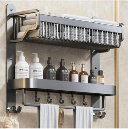 2 tier aluminum bathroom rack organizer 45x37cm