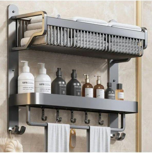 2 tier aluminum bathroom rack organizer 45x37cm