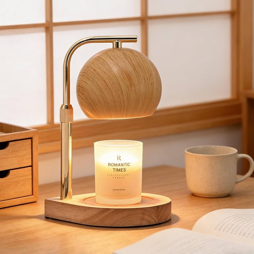Electric Candle Warmer with Wood Grain Base