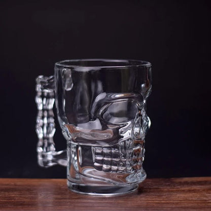 Heavy duty 490ml skull glass mug for serving hot or cold beverages