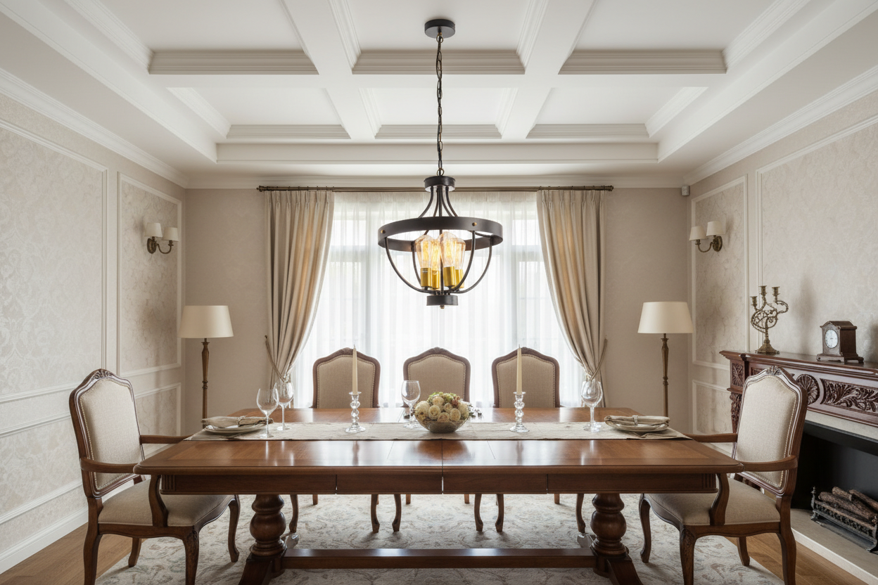 Black and gold 4 light pendant ceiling lamp with E27 holders, modern indoor hanging lighting fixture