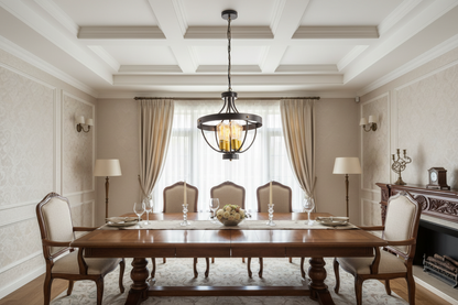 Black and gold 4 light pendant ceiling lamp with E27 holders, modern indoor hanging lighting fixture