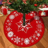 Red Christmas Tree Skirt With Snowflake Design