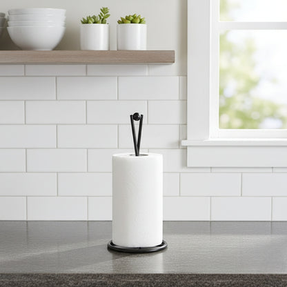 Vertical iron paper towel holder in Nordic style for kitchen or countertop use
