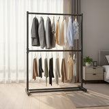Floor Standing Clothes Rack With Shelves And Hooks