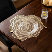 Set of 6 elegant rose-shaped table mats, 38 cm each