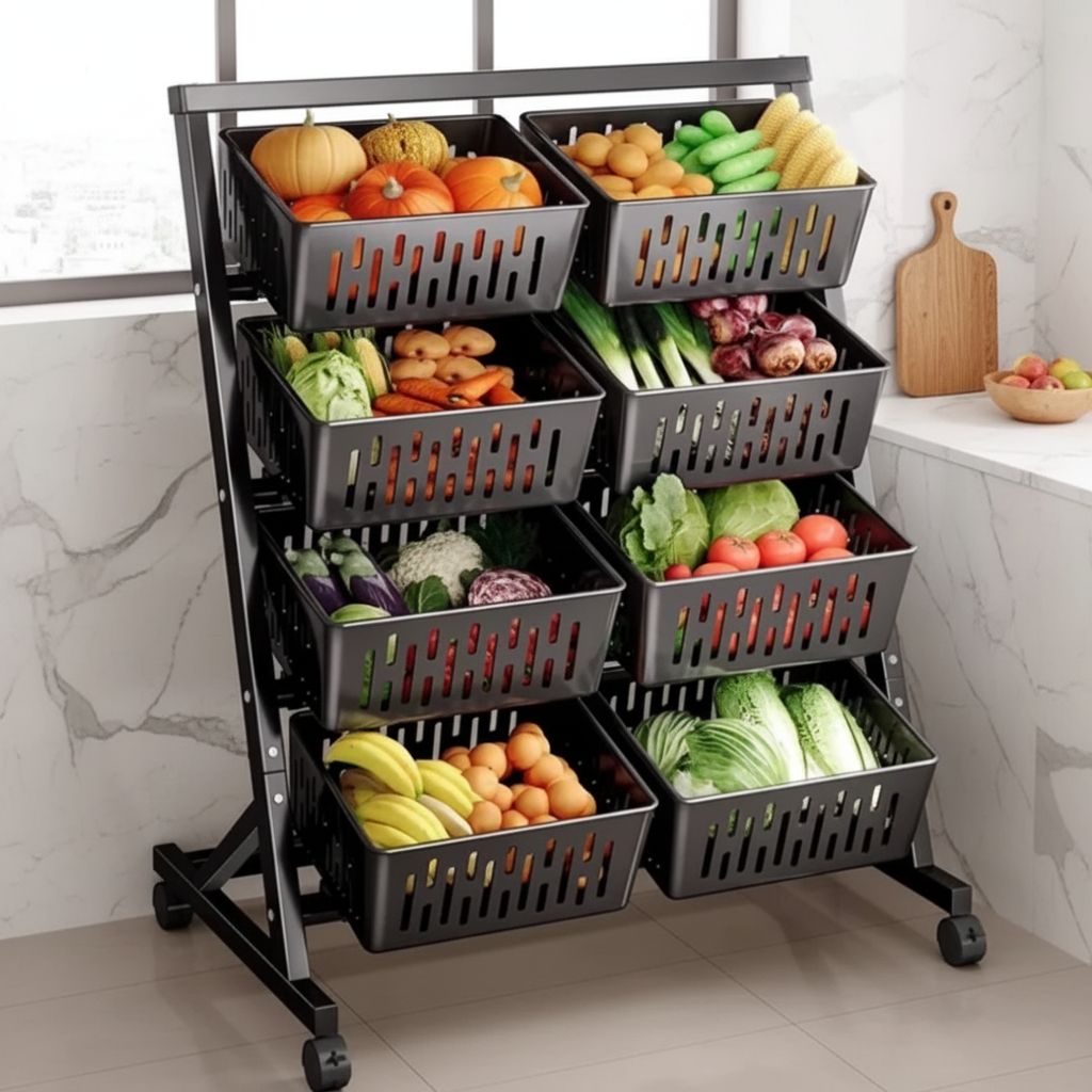 4 Layer Kitchen Vegetable Basket Rack