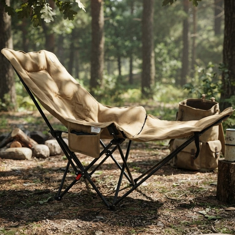 Foldable Recliner Camping Lounge Chair with Footrest