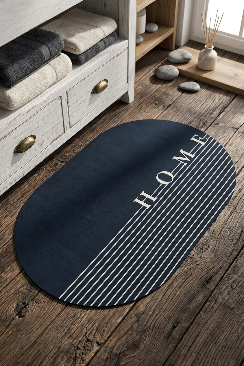 Absorbent Oval Rubber Bathroom Mat