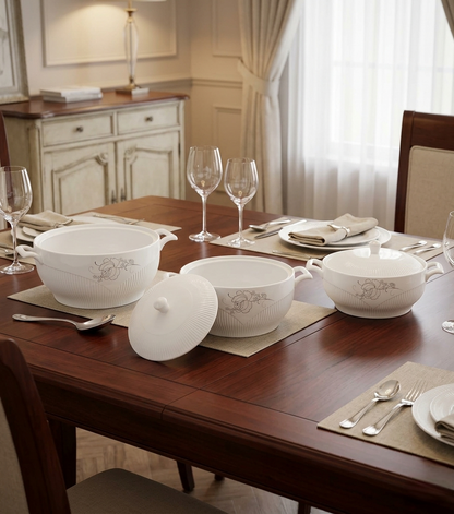 3 Piece Flower Porcelain Serving Dish Set