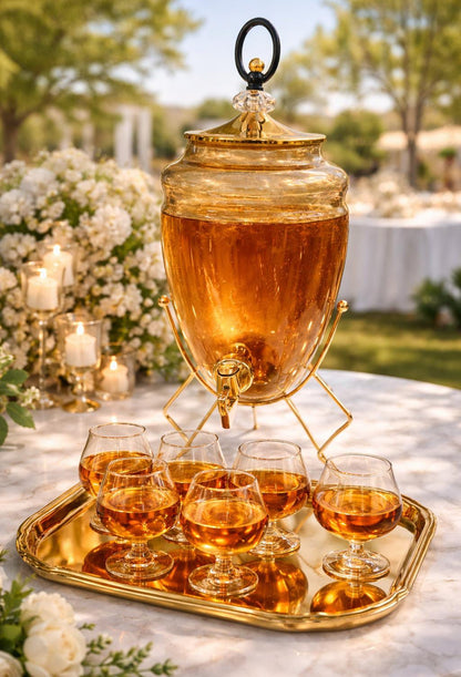 3.5 litres Glass juice dispenser with golden finish