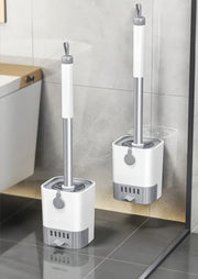 Wall mounted toilet cleaning brush with long handle and holder