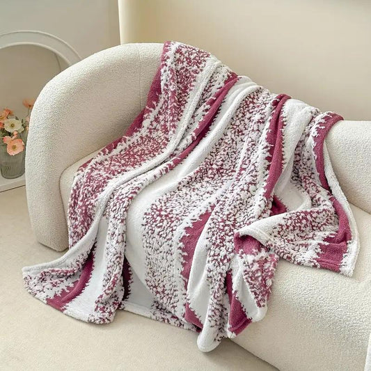 Multiprint fleece throw blanket measuring 230cm by 200cm, suitable for bedding or use as a throw.