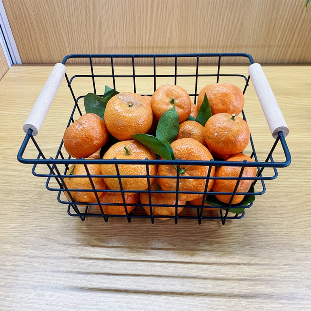 Metal Wire Storage Basket with Handle