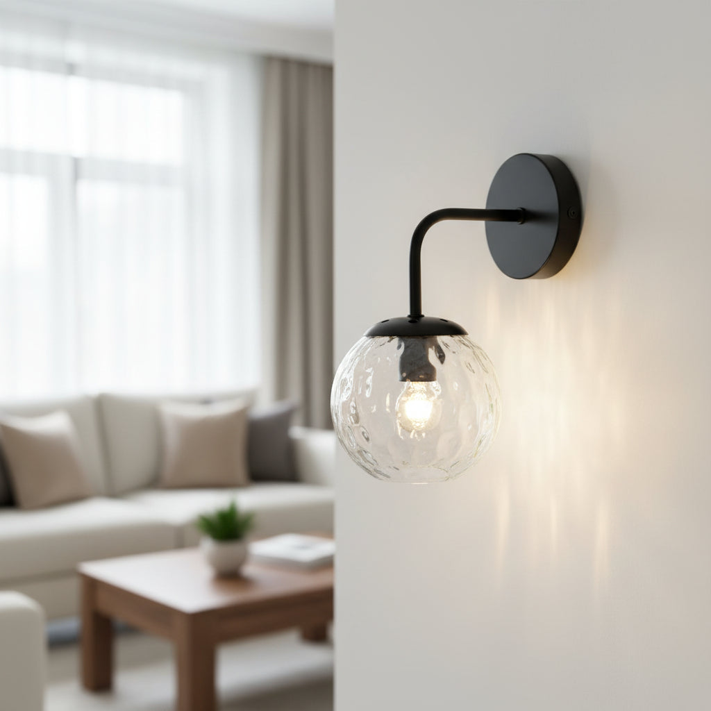 Black Frame  Wall Lamp with Clear Globe PL 1161-01-BK