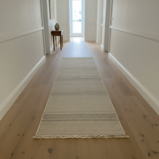 Oriental Weavers Kemet Textured Corridor Runner Rug – Beige Grey Dotted Stripe with Fringe KBORIE254 #4