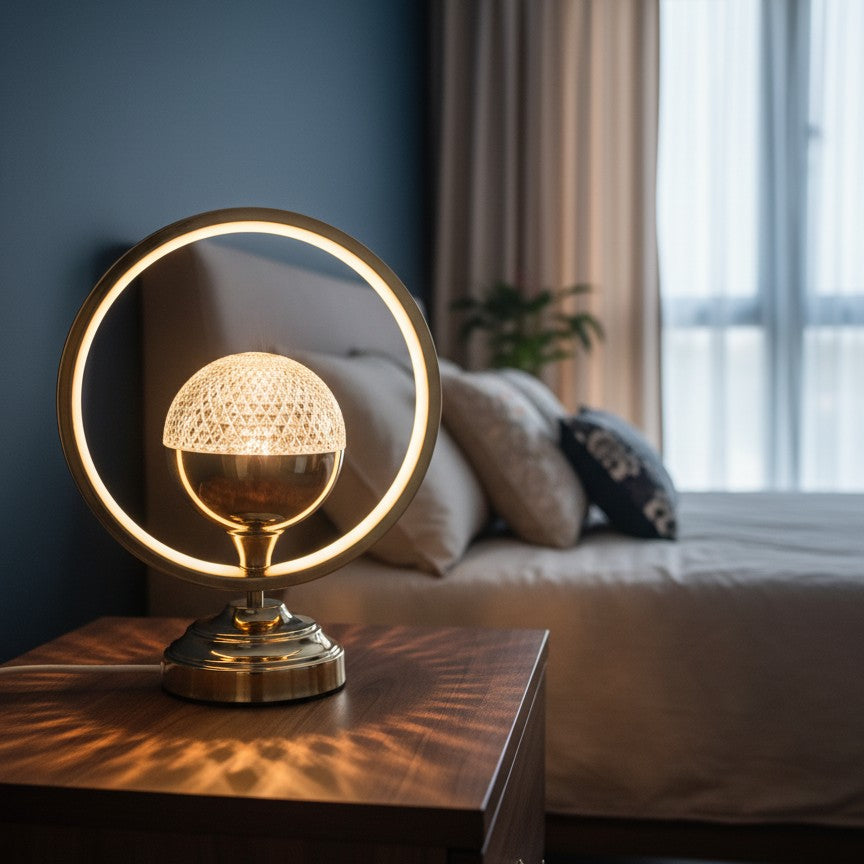 Modern golden frosted glass LED table lamp